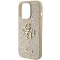 Etui Guess Glitter Script Big 4G na iPhone 15 Pro - złote Guess