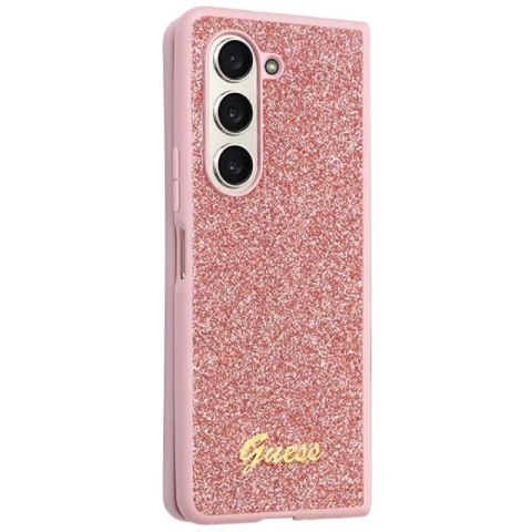 Etui Guess Glitter Script na Samsung Galaxy Z Fold 5 - różowe Guess
