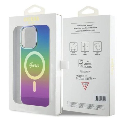 Etui Guess IML Iridescent MagSafe na iPhone 15 Pro - czarne Guess