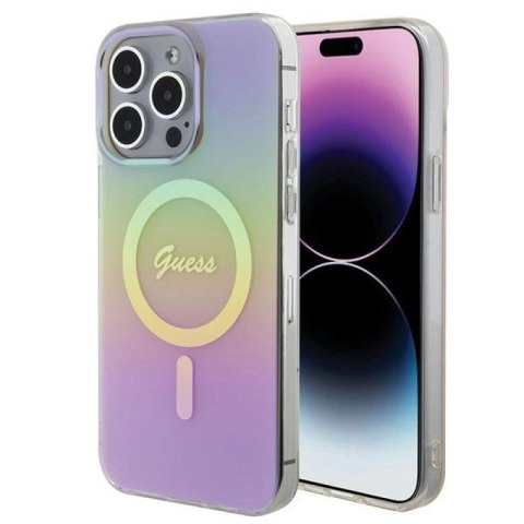 Etui Guess IML Iridescent MagSafe na iPhone 15 Pro - różowe Guess