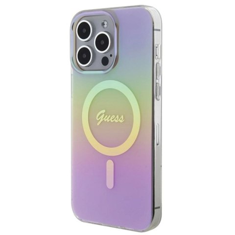 Etui Guess IML Iridescent MagSafe na iPhone 15 Pro - różowe Guess