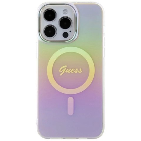 Etui Guess IML Iridescent MagSafe na iPhone 15 Pro - różowe Guess