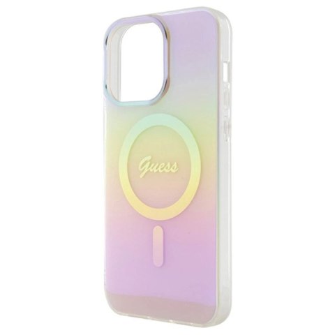Etui Guess IML Iridescent MagSafe na iPhone 15 Pro - różowe Guess
