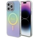 Etui Guess IML Iridescent MagSafe na iPhone 15 Pro - turkusowe Guess