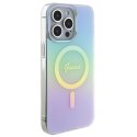 Etui Guess IML Iridescent MagSafe na iPhone 15 Pro - turkusowe Guess