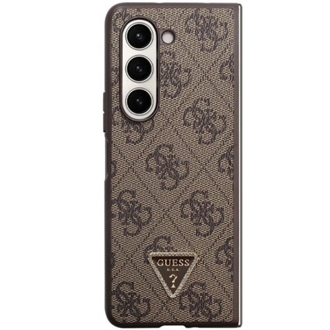 Etui Guess Leather 4G Triangle Strass na Samsung Galaxy Z Fold 5 - brązowe Guess
