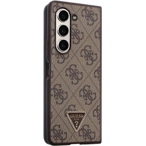 Etui Guess Leather 4G Triangle Strass na Samsung Galaxy Z Fold 5 - brązowe Guess