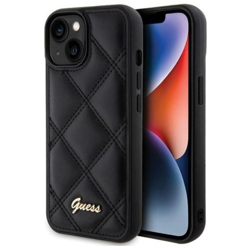 Etui Guess Quilted Metal Logo na iPhone 15 - czarne Guess