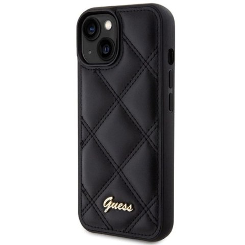 Etui Guess Quilted Metal Logo na iPhone 15 - czarne Guess
