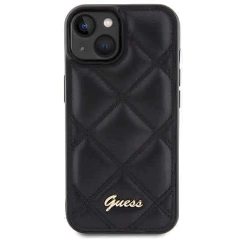 Etui Guess Quilted Metal Logo na iPhone 15 - czarne Guess