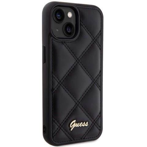 Etui Guess Quilted Metal Logo na iPhone 15 - czarne Guess