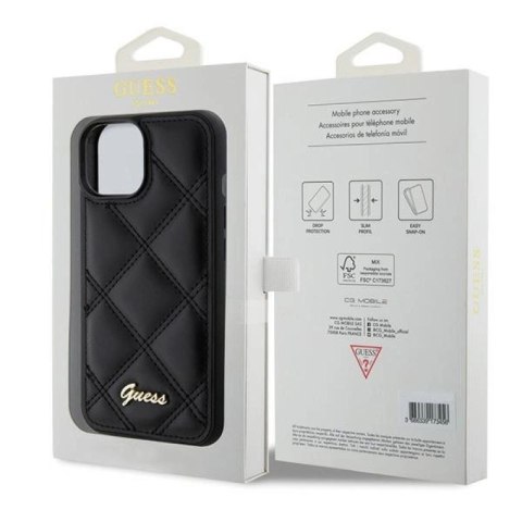 Etui Guess Quilted Metal Logo na iPhone 15 - czarne Guess