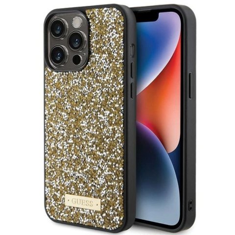 Etui Guess Rhinestone Metal Logo na iPhone 15 Pro Max - żółte Guess