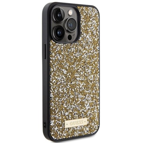 Etui Guess Rhinestone Metal Logo na iPhone 15 Pro Max - żółte Guess