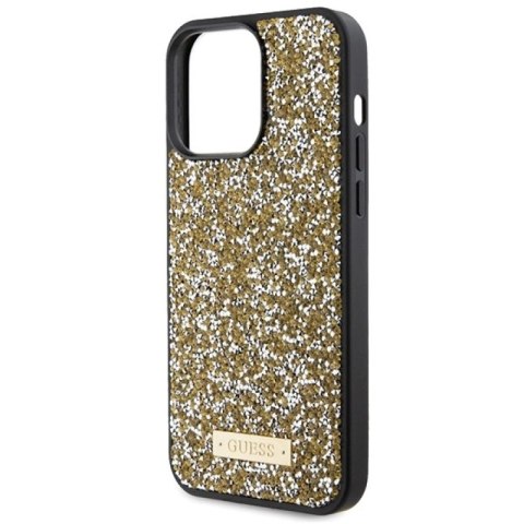 Etui Guess Rhinestone Metal Logo na iPhone 15 Pro Max - żółte Guess