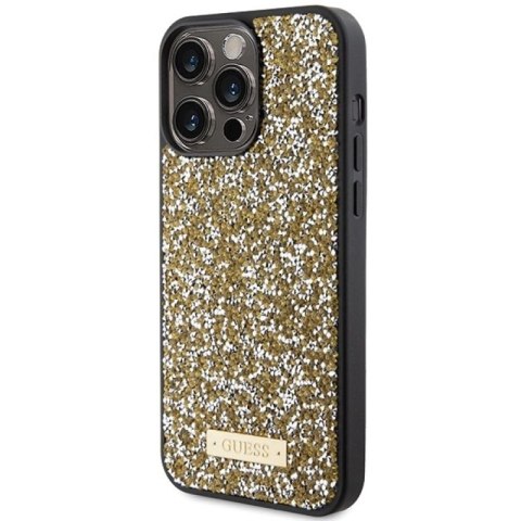 Etui Guess Rhinestone Metal Logo na iPhone 15 Pro - żółte Guess