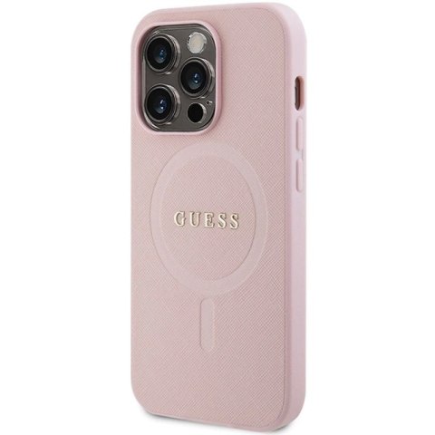 Etui Guess Saffiano MagSafe na iPhone 14 Pro - różowe Guess