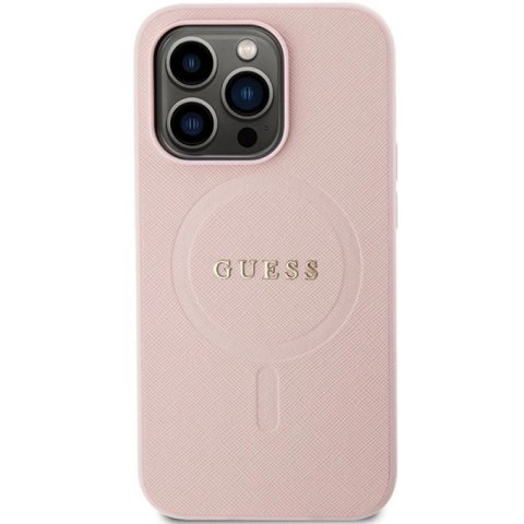 Etui Guess Saffiano MagSafe na iPhone 14 Pro - różowe Guess