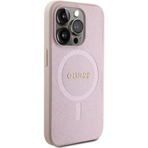 Etui Guess Saffiano MagSafe na iPhone 15 Pro - różowe Guess