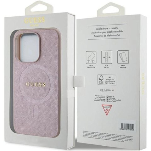 Etui Guess Saffiano MagSafe na iPhone 15 Pro - różowe Guess