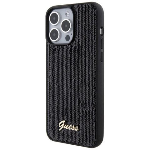 Etui Guess Sequin Script Metal na iPhone 15 Pro Max - czarne Guess