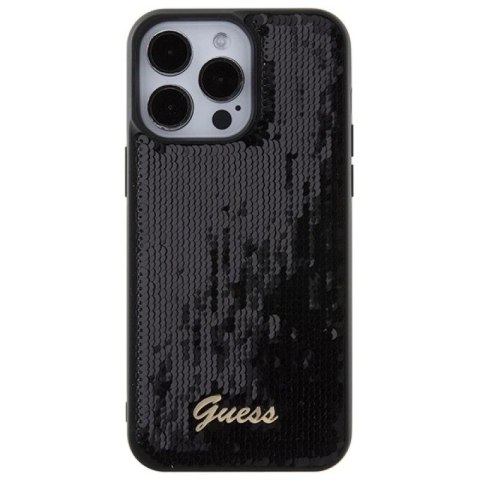 Etui Guess Sequin Script Metal na iPhone 15 Pro Max - czarne Guess
