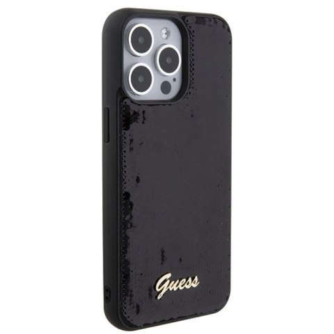 Etui Guess Sequin Script Metal na iPhone 15 Pro Max - czarne Guess