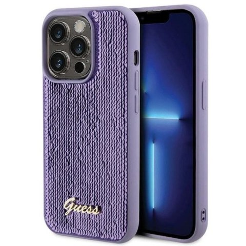 Etui Guess Sequin Script Metal na iPhone 15 Pro Max - fioletowe Guess