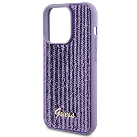 Etui Guess Sequin Script Metal na iPhone 15 Pro Max - fioletowe Guess