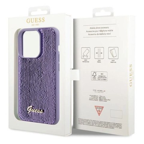Etui Guess Sequin Script Metal na iPhone 15 Pro Max - fioletowe Guess
