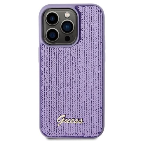 Etui Guess Sequin Script Metal na iPhone 15 Pro - fioletowe Guess