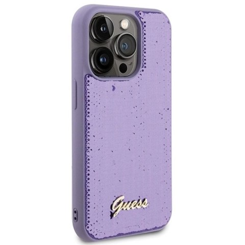 Etui Guess Sequin Script Metal na iPhone 15 Pro - fioletowe Guess