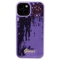 Etui Guess Sequin Script Metal na iPhone 15 - fioletowe Guess
