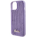 Etui Guess Sequin Script Metal na iPhone 15 - fioletowe Guess
