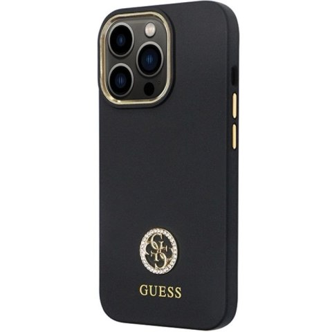 Etui Guess Silicone Logo Strass 4G na iPhone 13 Pro / iPhone 13 - czarne Guess