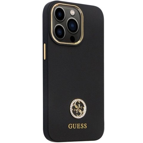 Etui Guess Silicone Logo Strass 4G na iPhone 13 Pro / iPhone 13 - czarne Guess