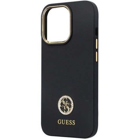 Etui Guess Silicone Logo Strass 4G na iPhone 13 Pro / iPhone 13 - czarne Guess