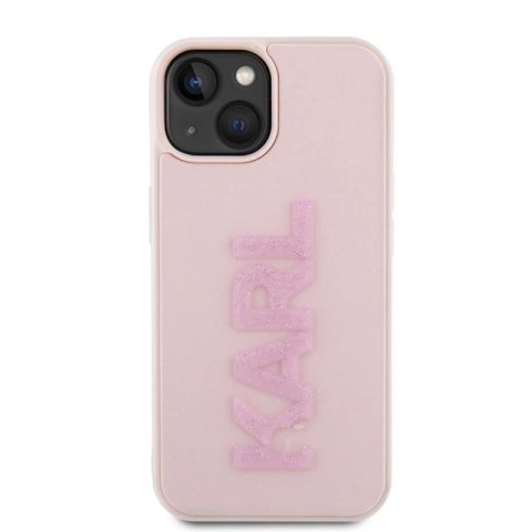 Etui Karl Lagerfeld 3D Rubber Glitter Logo na iPhone 15 Plus - różowe Karl Lagerfeld