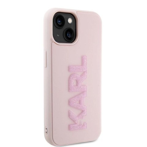 Etui Karl Lagerfeld 3D Rubber Glitter Logo na iPhone 15 Plus - różowe Karl Lagerfeld
