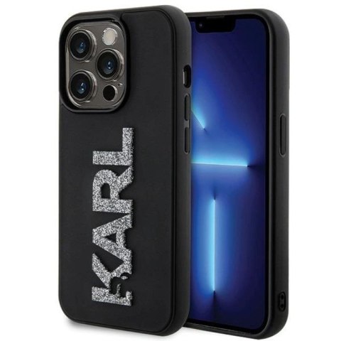 Etui Karl Lagerfeld 3D Rubber Glitter Logo na iPhone 15 Pro - czarne Karl Lagerfeld