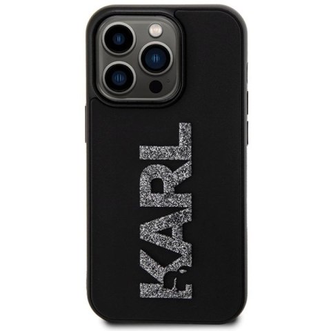 Etui Karl Lagerfeld 3D Rubber Glitter Logo na iPhone 15 Pro - czarne Karl Lagerfeld