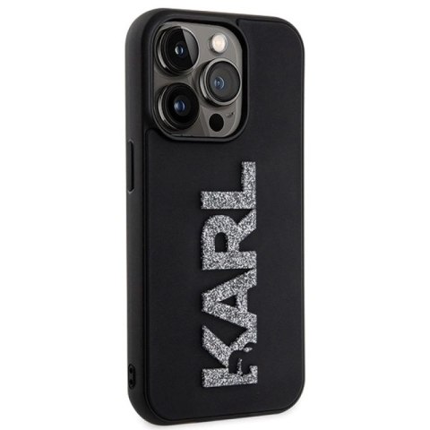 Etui Karl Lagerfeld 3D Rubber Glitter Logo na iPhone 15 Pro - czarne Karl Lagerfeld