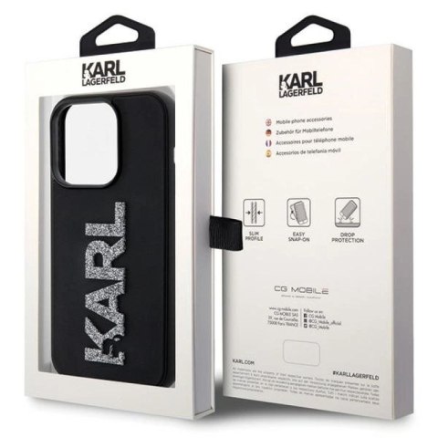 Etui Karl Lagerfeld 3D Rubber Glitter Logo na iPhone 15 Pro - czarne Karl Lagerfeld