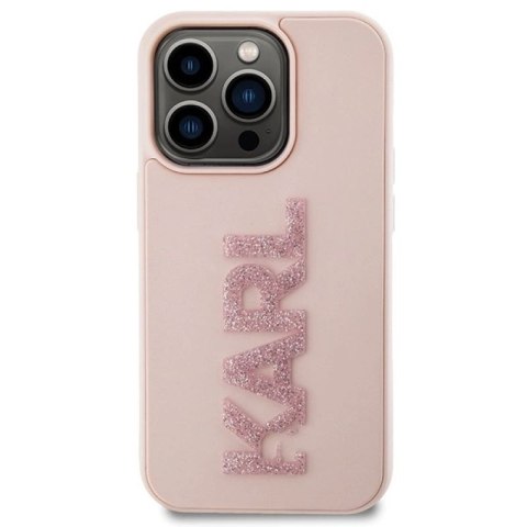 Etui Karl Lagerfeld 3D Rubber Glitter Logo na iPhone 15 Pro - różowe Karl Lagerfeld