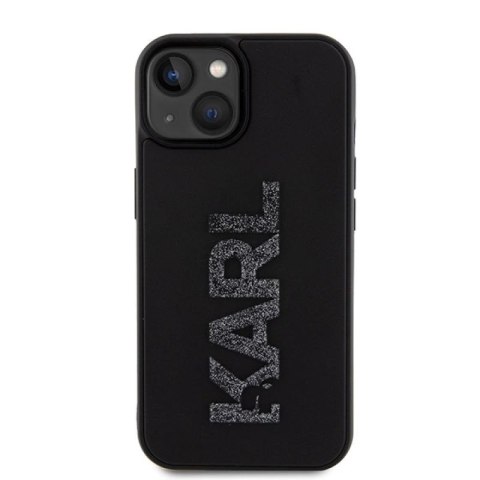 Etui Karl Lagerfeld 3D Rubber Glitter Logo na iPhone 15 - czarne Karl Lagerfeld