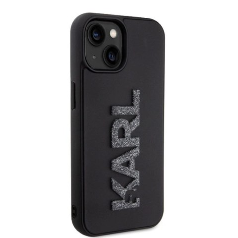 Etui Karl Lagerfeld 3D Rubber Glitter Logo na iPhone 15 - czarne Karl Lagerfeld