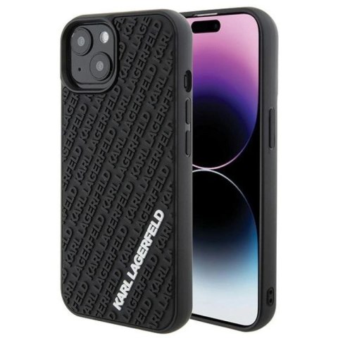 Etui Karl Lagerfeld 3D Rubber Multi Logo na iPhone 15 - czarne Karl Lagerfeld