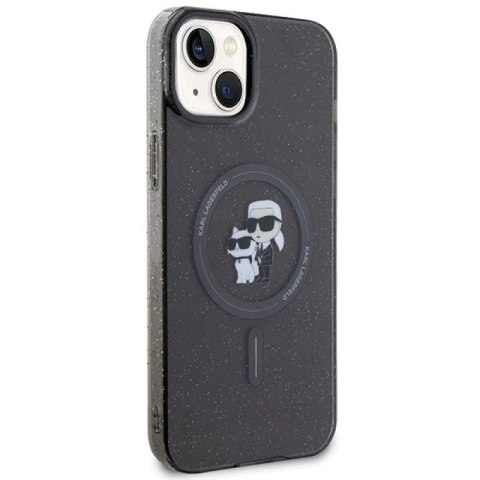 Etui Karl Lagerfeld Karl&Choupette Glitter MagSafe na iPhone 15 Plus - czarne Karl Lagerfeld