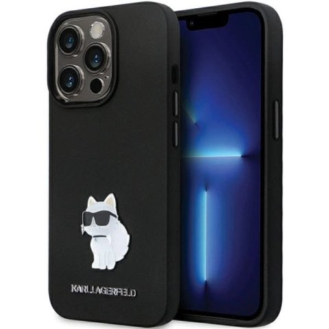 Etui Karl Lagerfeld Silicone Choupette Metal Pin na iPhone 14 Pro - czarne Karl Lagerfeld