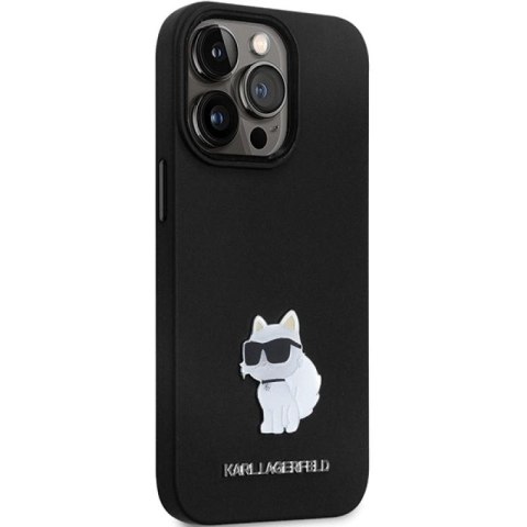 Etui Karl Lagerfeld Silicone Choupette Metal Pin na iPhone 14 Pro - czarne Karl Lagerfeld